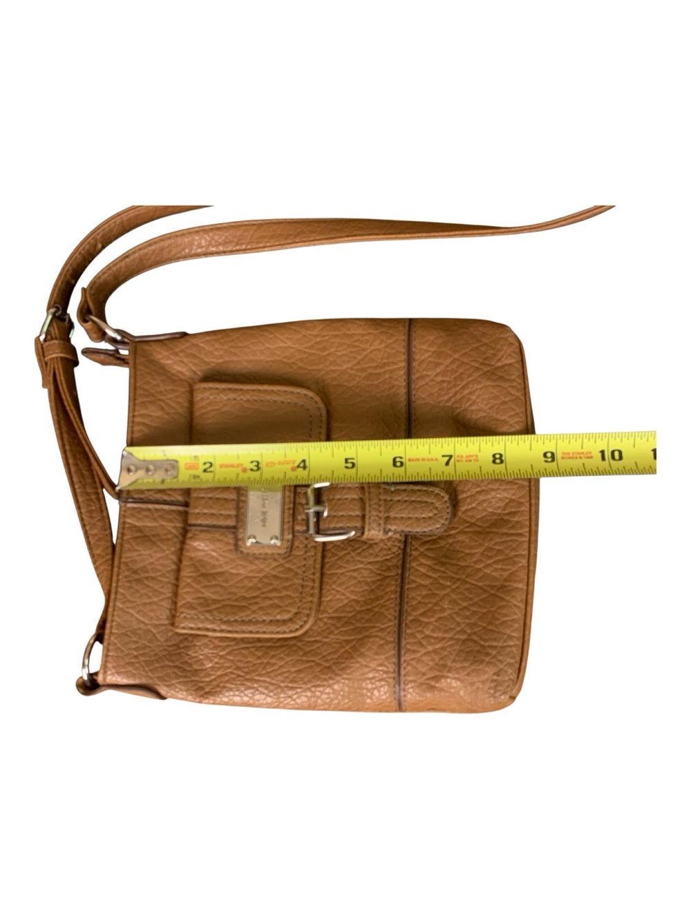 Nine West Tan Faux Leather Crossbody‎ Bag Adjustable Strap Travel Errands - Picture 8 of 9